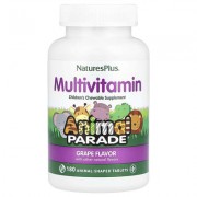 NaturesPlus, Animal Parade®, жувальні мультивітаміни для дітей, виноград, 180 таблеток у формі тварин